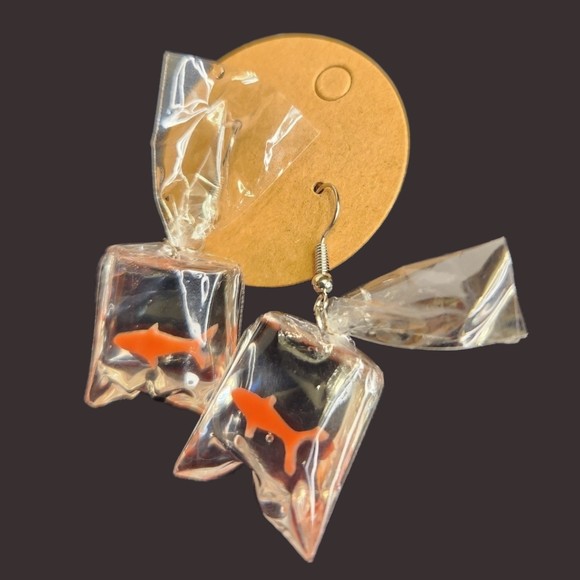 Goldfish Bag Earrings with Wire Hook - Picture 1 of 2